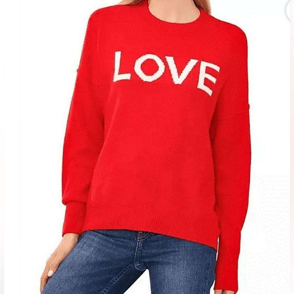 Vincent Camuto Cherry Red Love Super Soft Sweater XS Perfect For Valentines Day